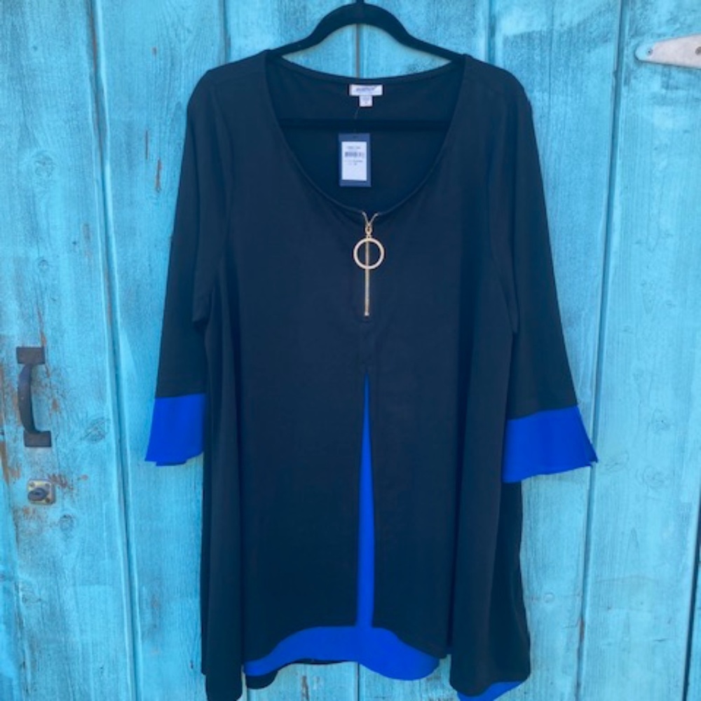WOMEN'S AVENUE BLACK TARA LAYERED TUNIC PLUS SIZE 20